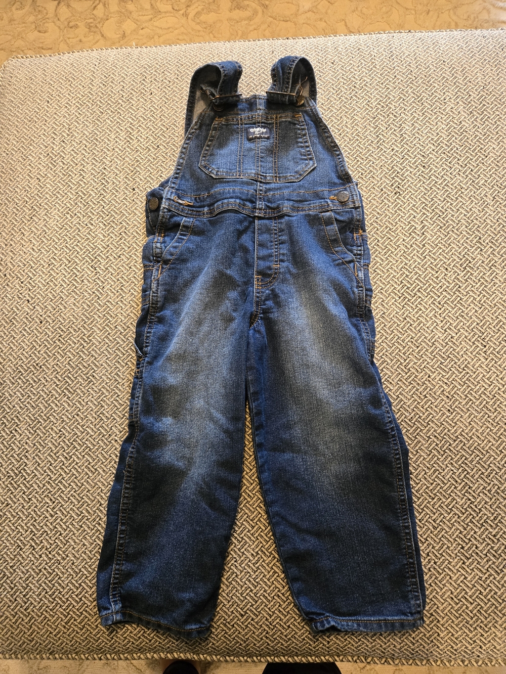 OshKosh B'gosh Dark Blue Denim Overalls with Contrast Stitching
